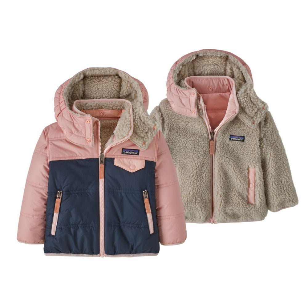 Patagonia - Baby Reversible Tribbles Hoody New Navy w/Mallow Pink - Guttelus.no