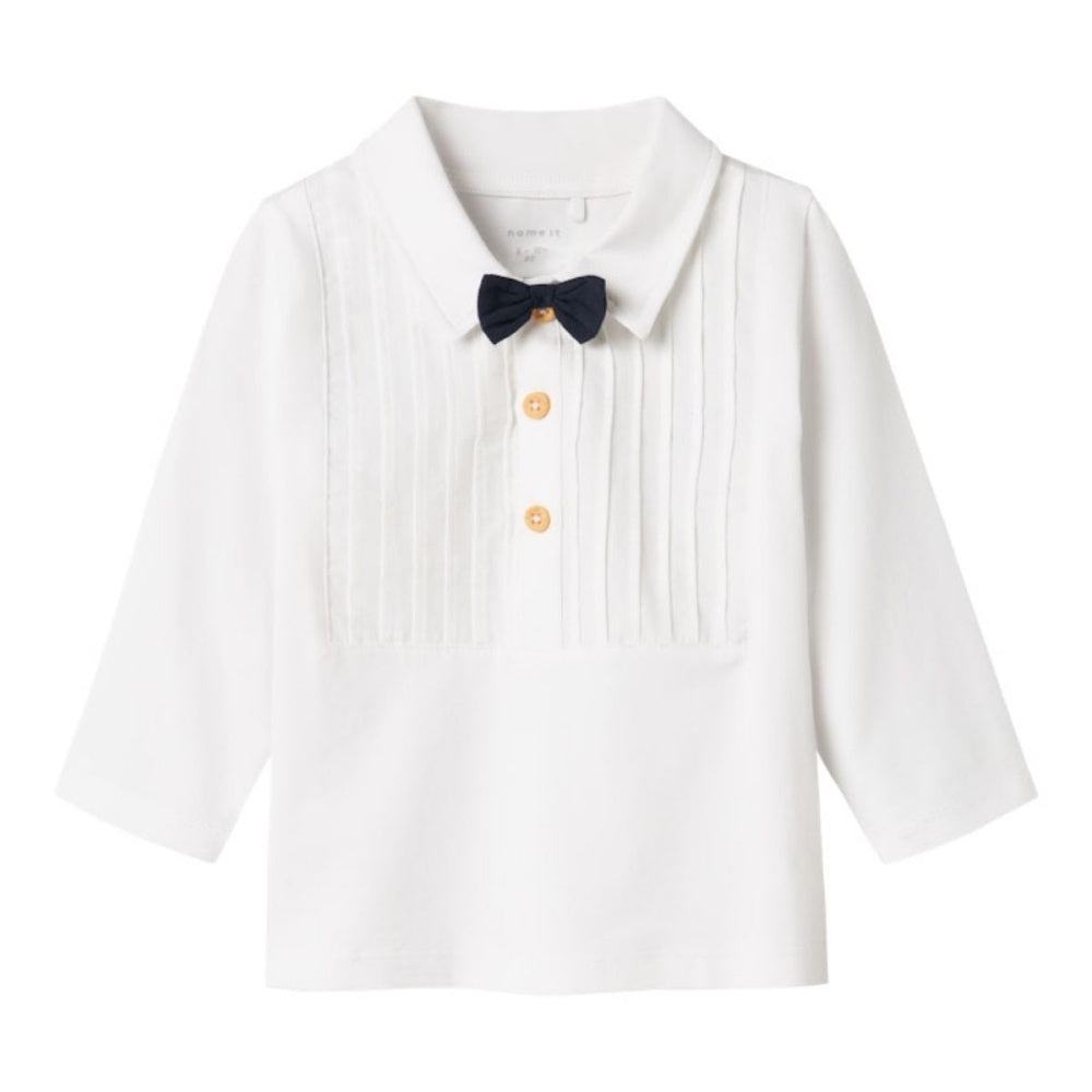 Name It - Genser med Krage og Sløyfe Rumle Bright White