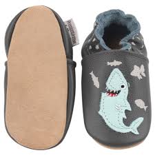 Rose et Chocolat - Tøfler i Skinn Hungry Shark Grey - Guttelus