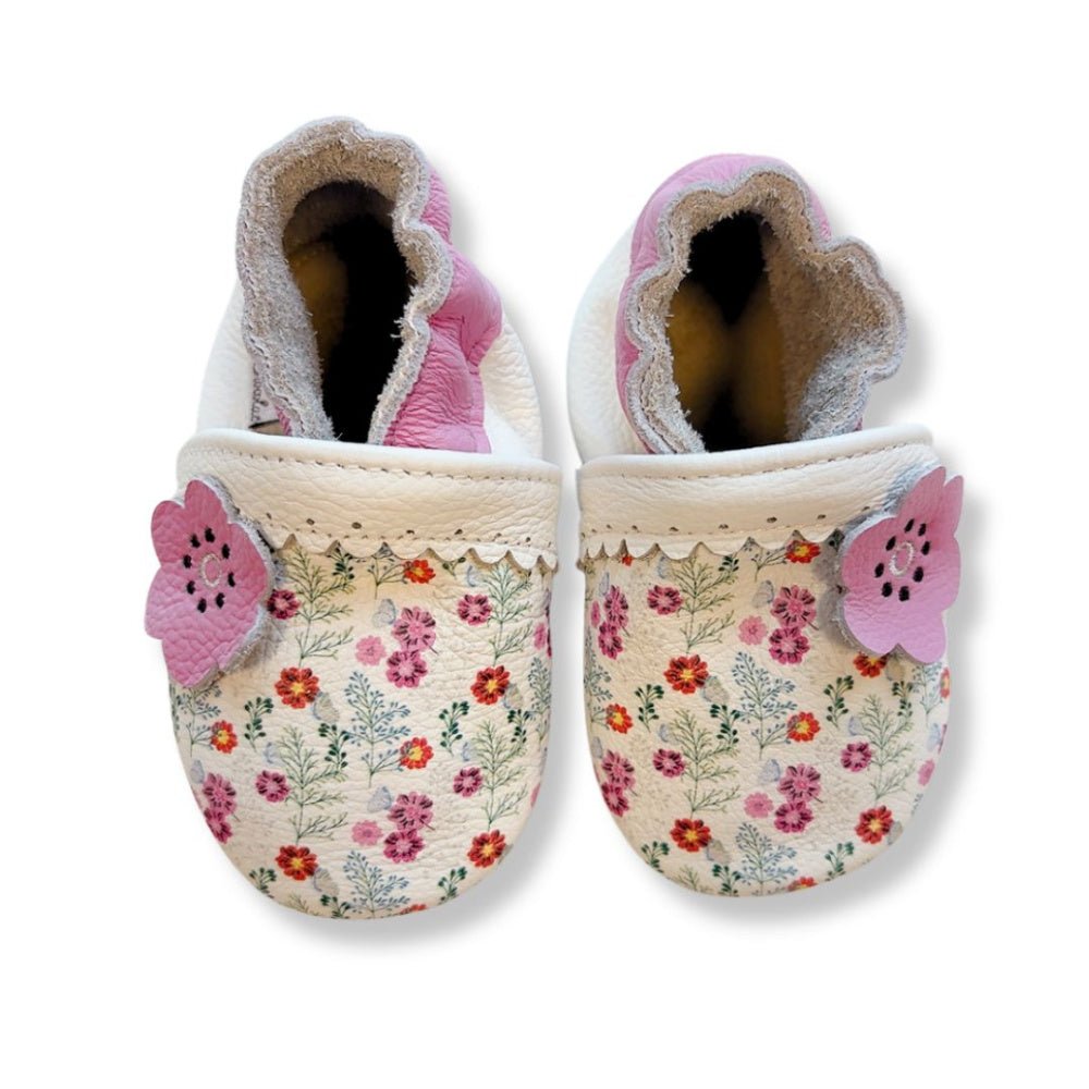 Rose et Chocolat - Tøfler i Skinn Pop Flower Mauve - Guttelus