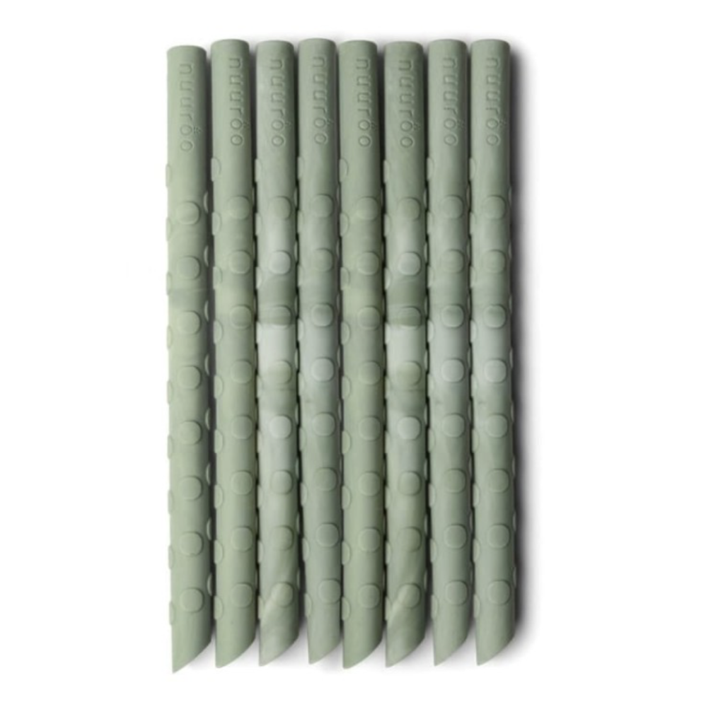 Nuuroo - 8 pk Silikonsugerør Light Green