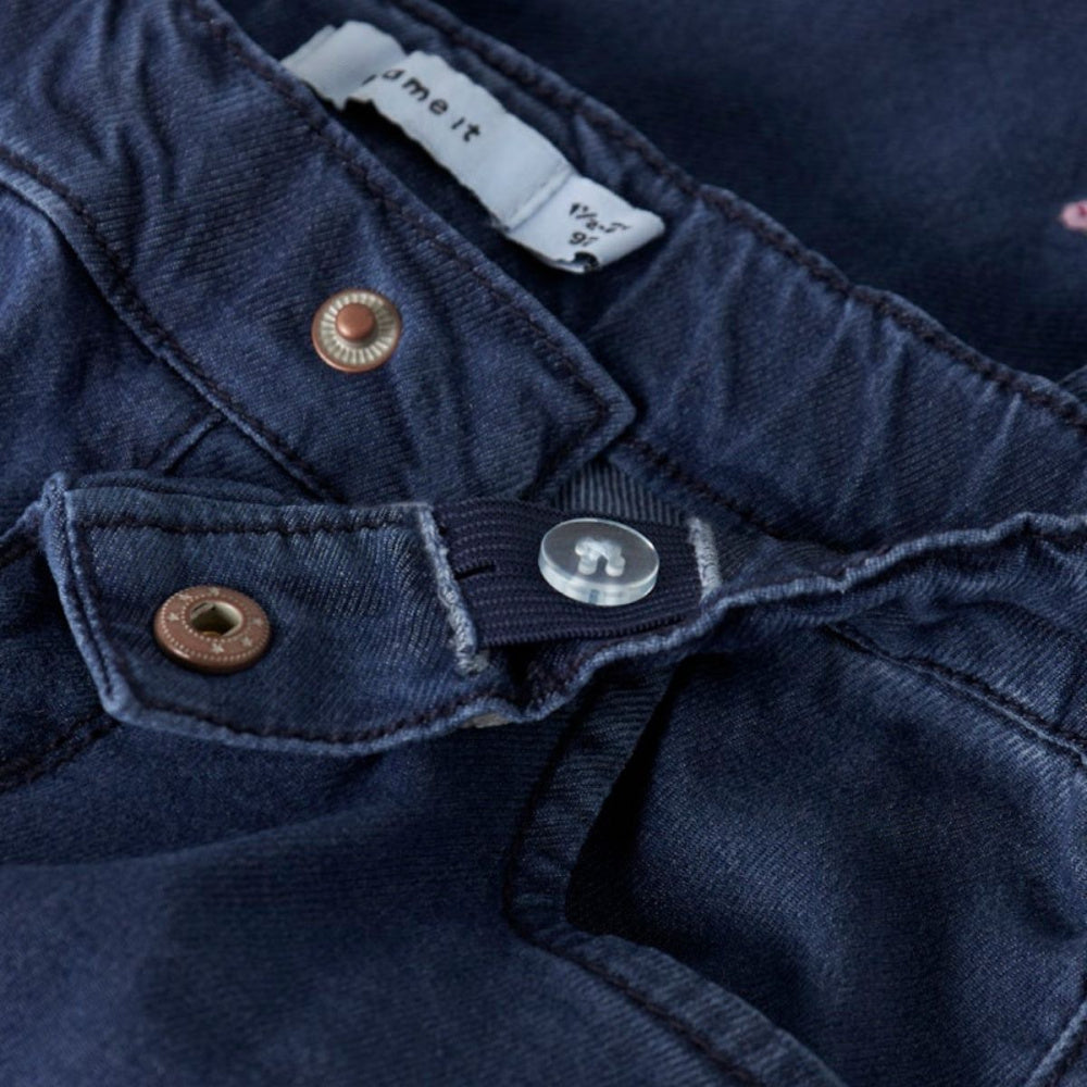 Name It - Jeans Rose Dark Blue Denim Flower Embroidery