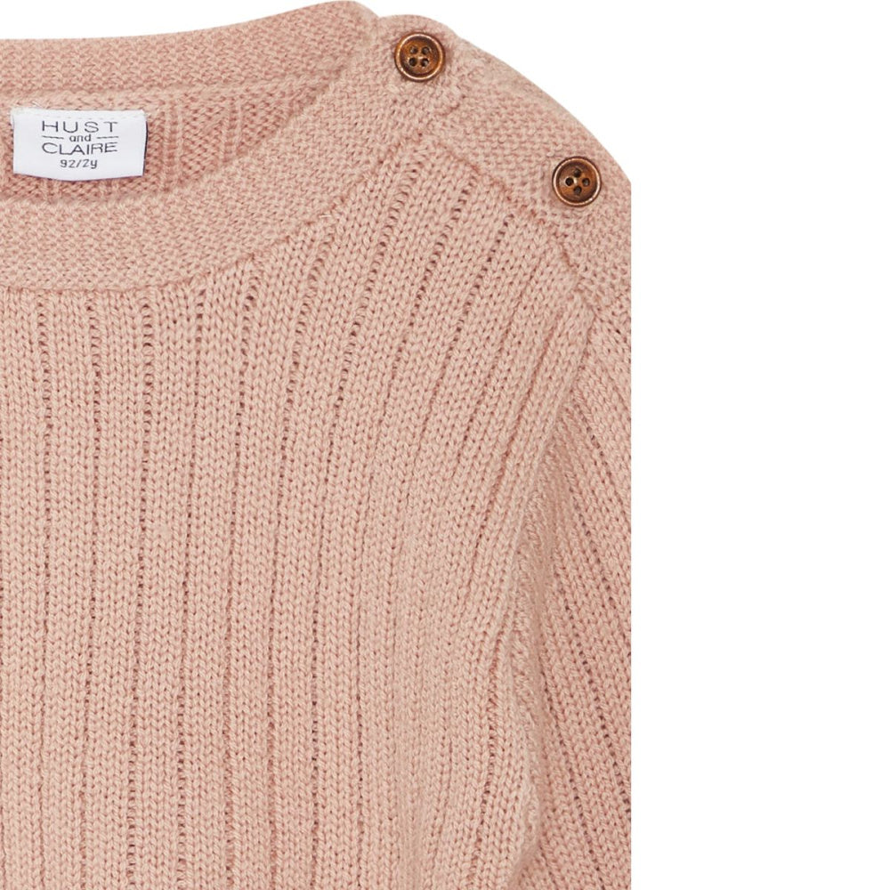 Hust and Claire - Genser Ull Ribbestrikket Rose Cloud