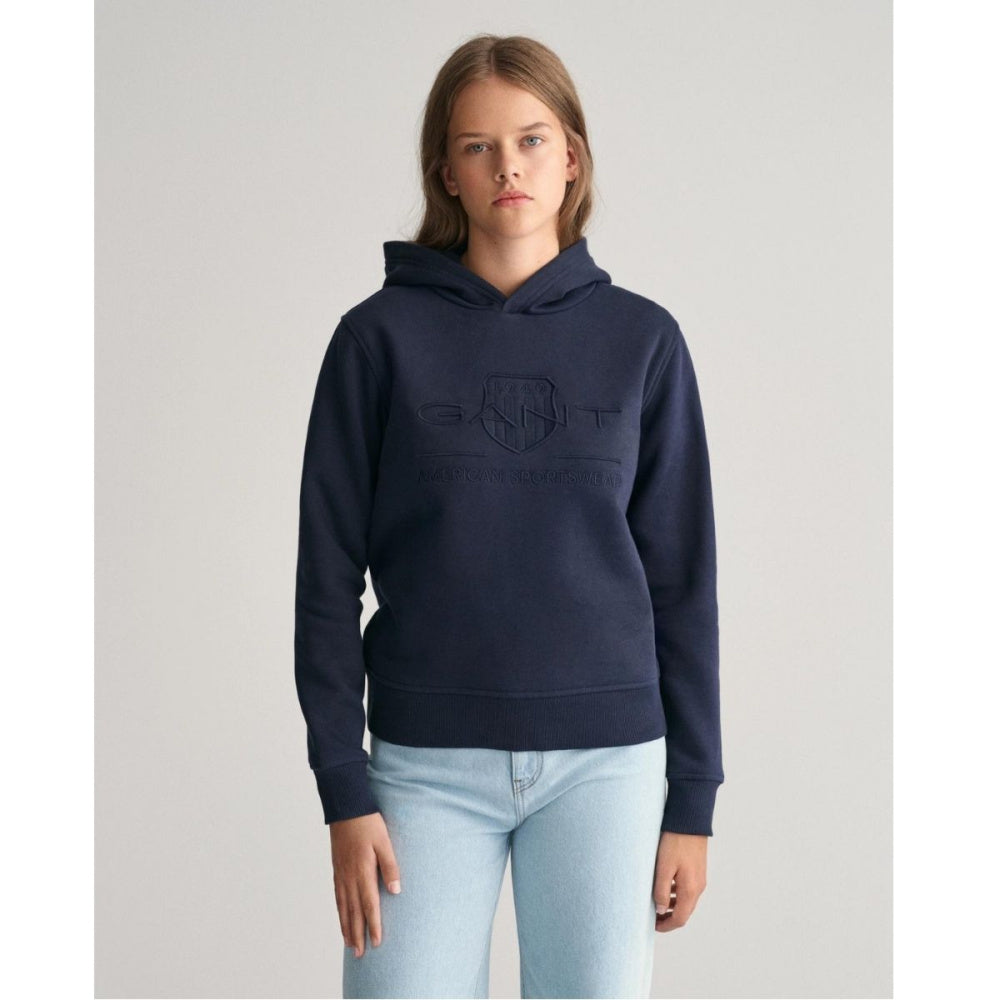 Gant - Hettegenser Tonal Shield Hoodie Evening Blue Jr
