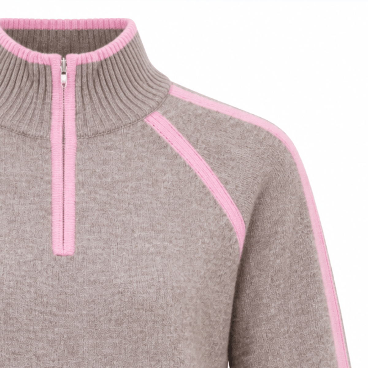 Vilje & Ve - Genser Esther Half Zip Warm Taupe - Guttelus