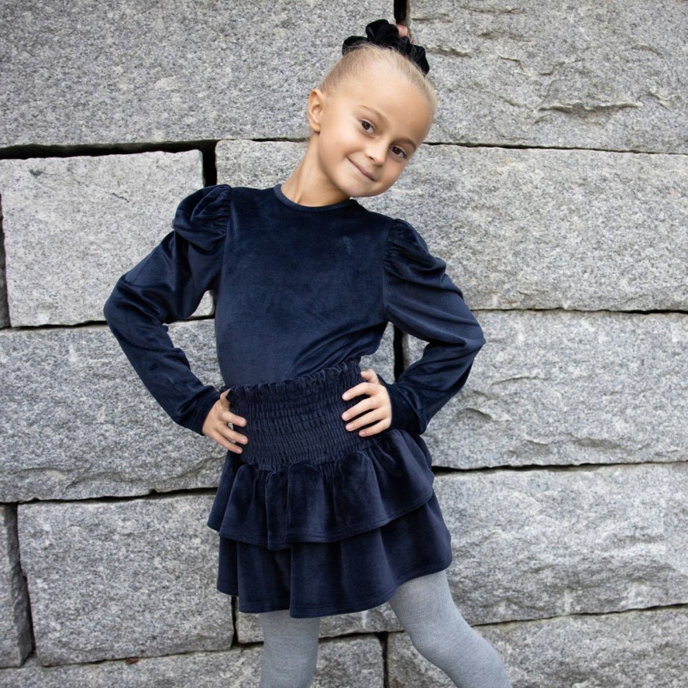 Vilje & Ve - Skjørt Hermine Velour Midnight Navy - Guttelus.no