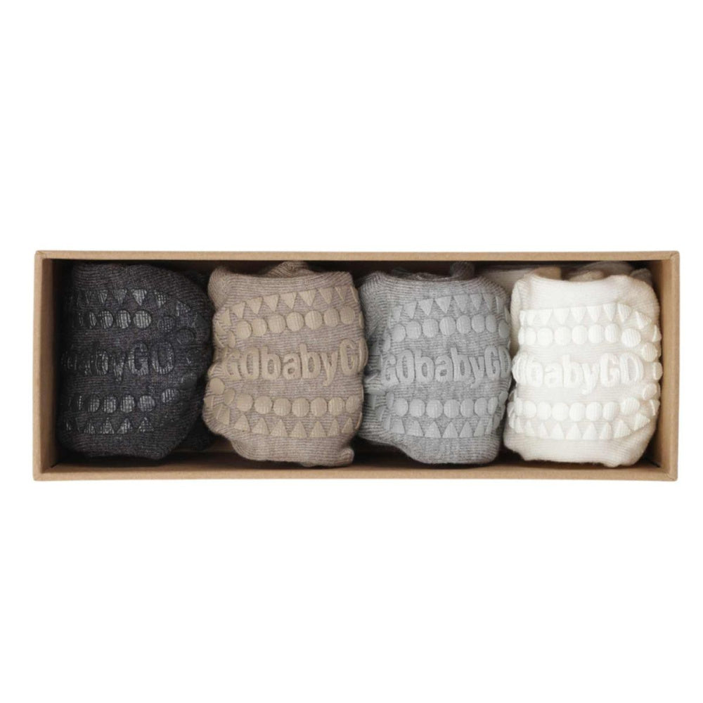 GoBabyGo - Sokker 4 pk Combo box Bambus Sand/ Off-White/ Grey