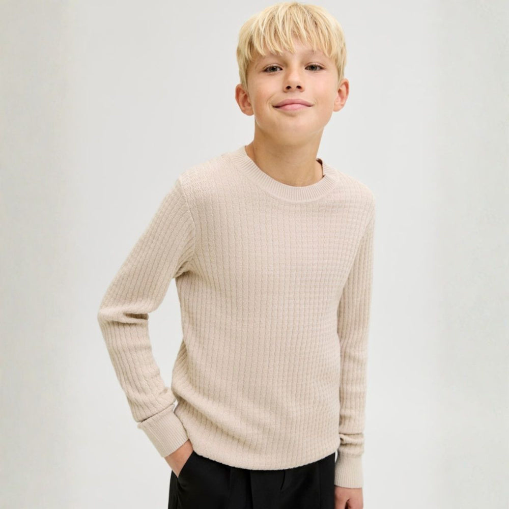 Jack & Jones - Genser Knit Blubarkley Zigzag Simply Taupe