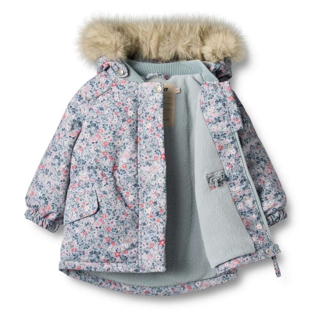 Wheat - Vinterjakke Baby Mathilde Tech Soft Rain Flowers - Guttelus.no