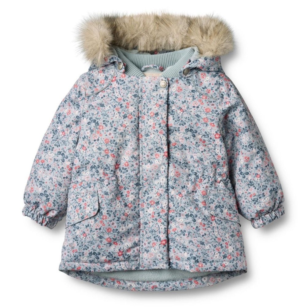 Wheat - Vinterjakke Baby Mathilde Tech Soft Rain Flowers - Guttelus.no