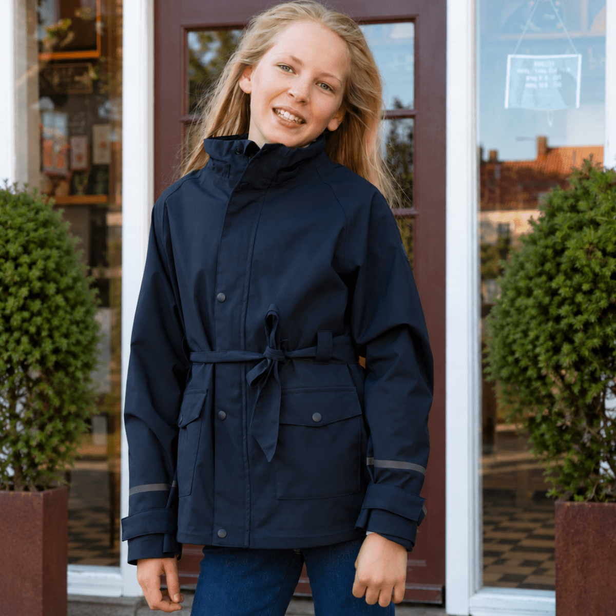 WoolLand - Regnjakke Florø Girl Dark Blue - Guttelus