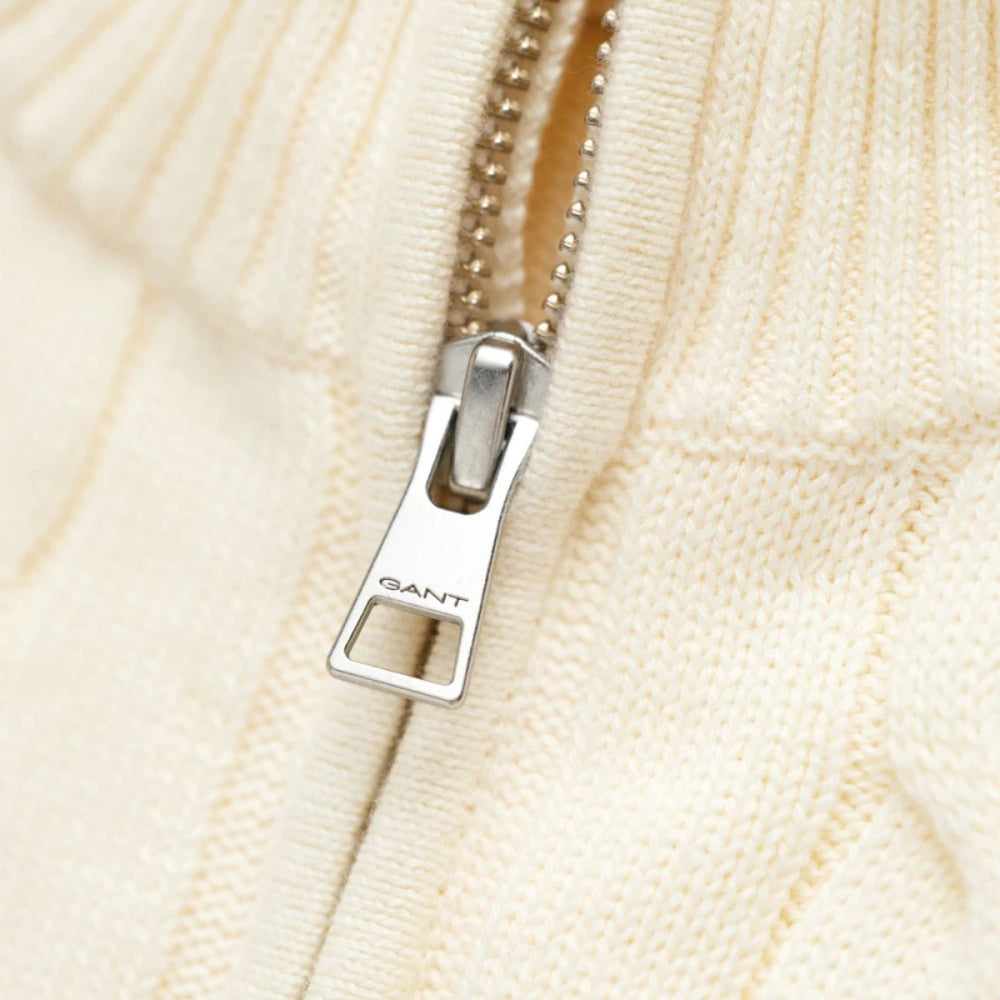 Gant - Genser Jr Cotton Cable Half Zip Cream