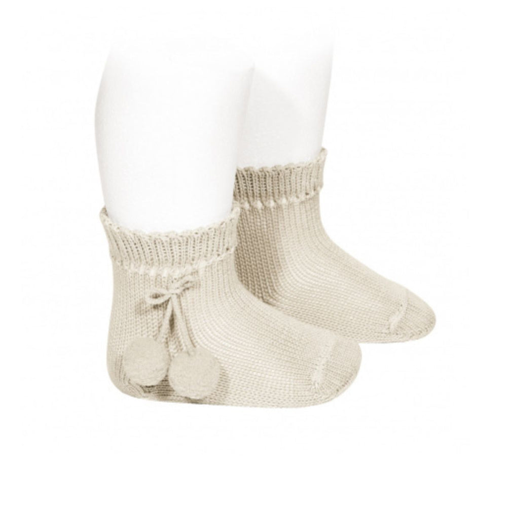 Condor - Sokker med Pom Poms Bomull Linen