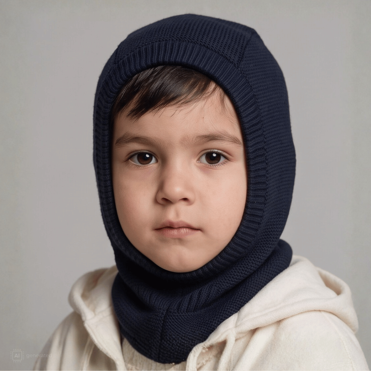 Huttelihut - Balaclava Strikket Ull Dark Navy