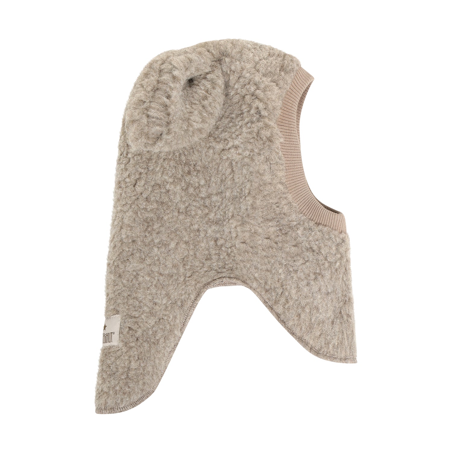 Huttelihut - Balaclava Ull Teddy Kaninører Camel Melange