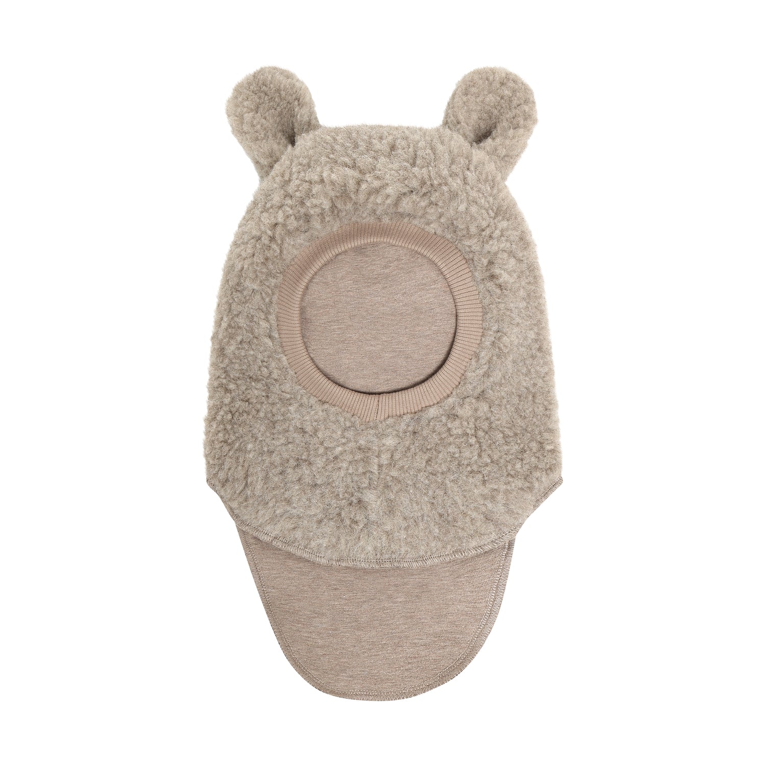 Huttelihut - Balaclava Ull Teddy Kaninører Camel Melange
