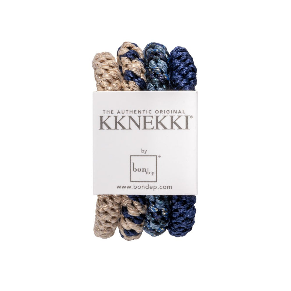 Kknekki - Hårstrikk 4 pk Bundle 3 Marineblå/ Gull/ Mix