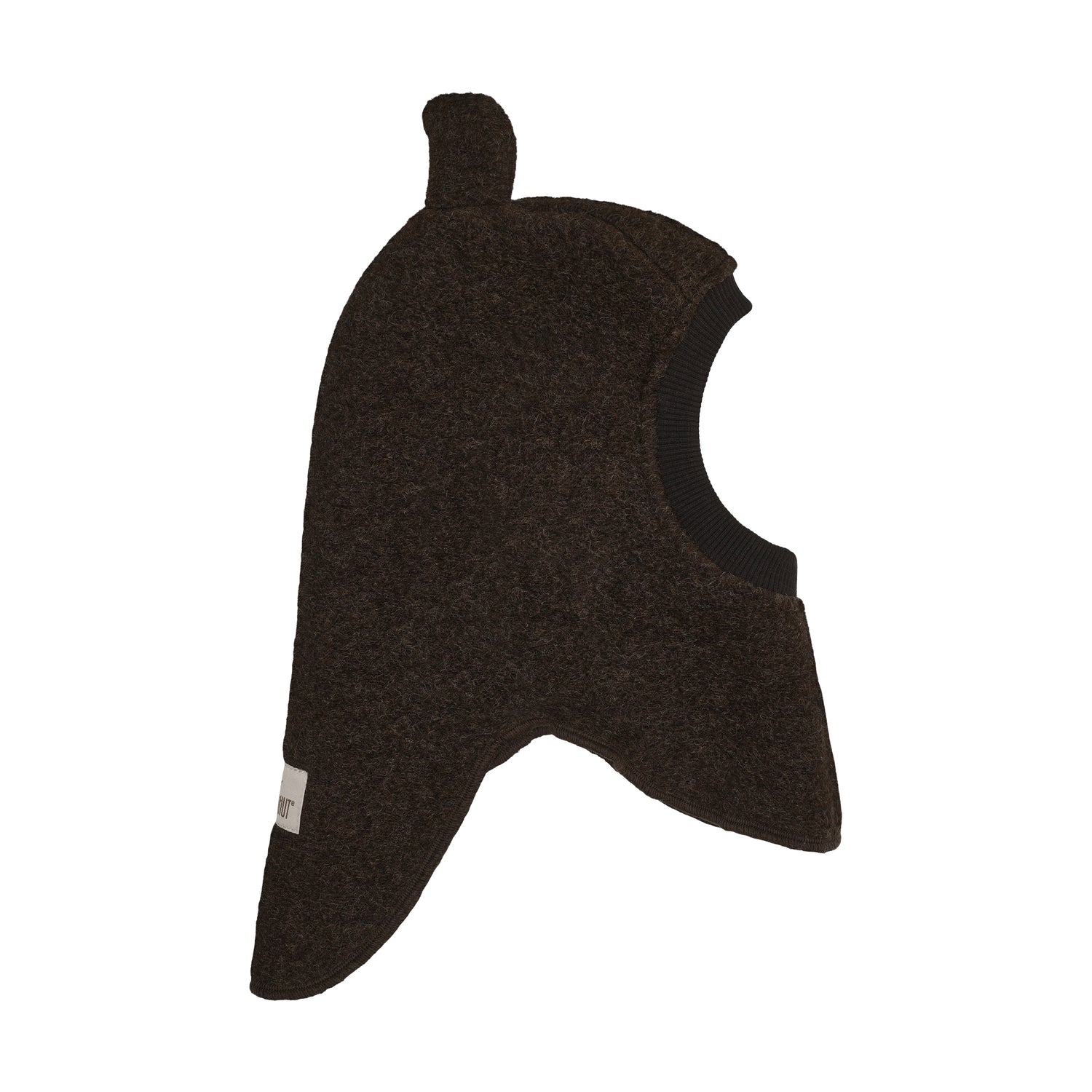 Huttelihut - Balaclava Ull Ører Dark Brown Melange