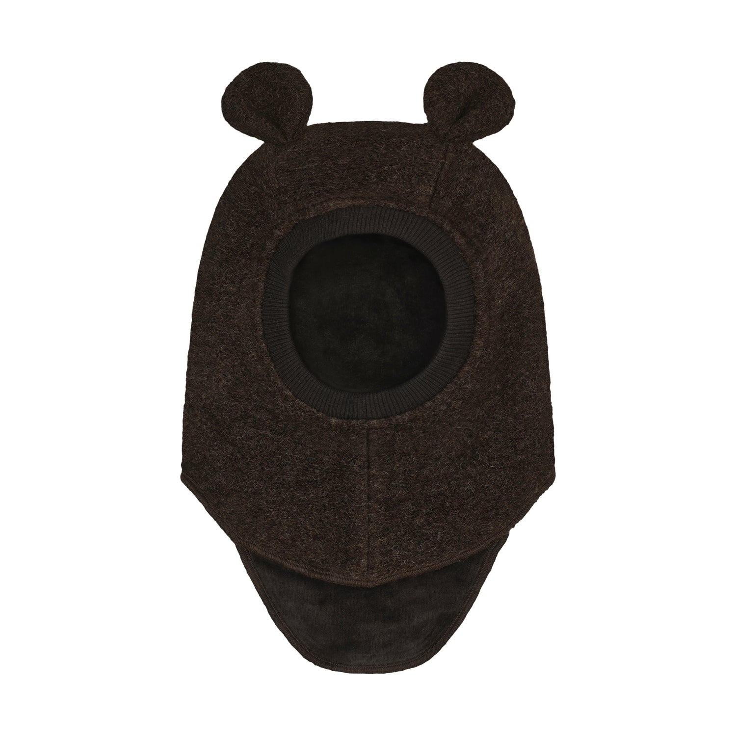 Huttelihut - Balaclava Ull Ører Dark Brown Melange