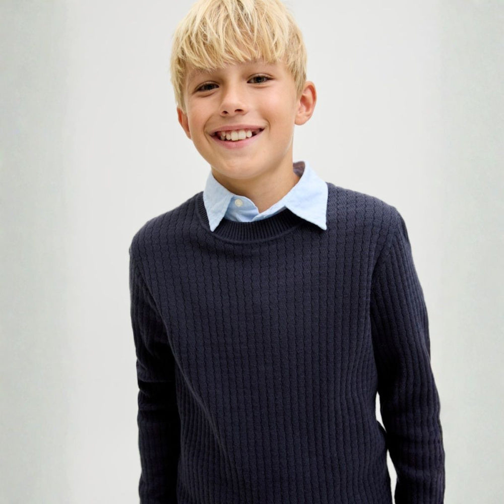 Jack & Jones - Genser Knit Blubarkley Zigzag Night Sky