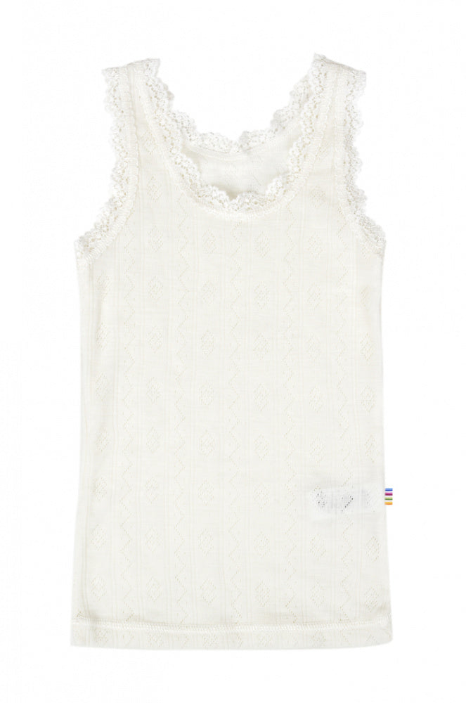 Joha - Ullsinglet med Blondekant Hvit