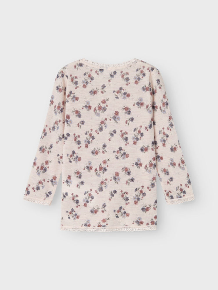 Name It - Trøye Ull Wang Blomster Lilac Ash 