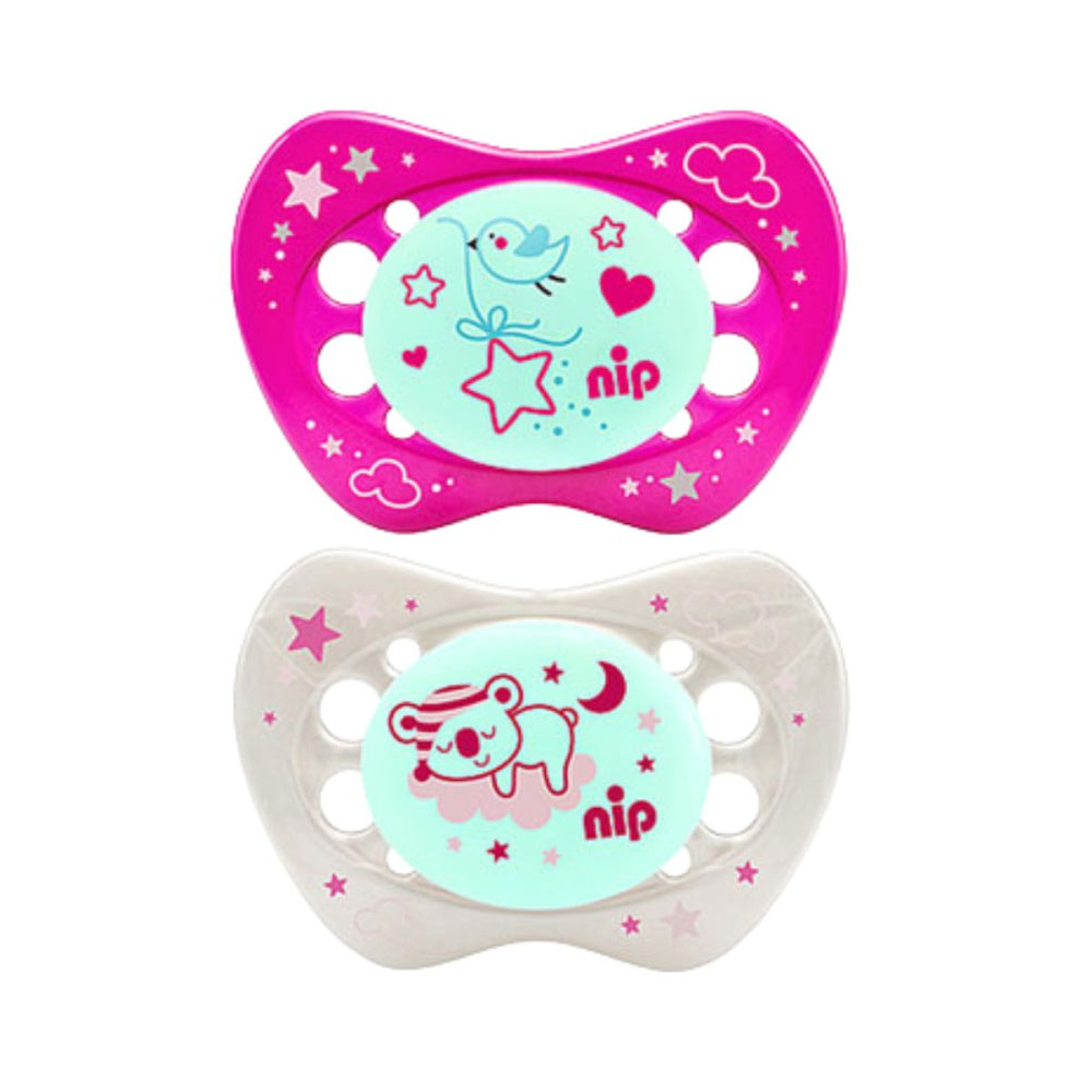 Nip- Smokker Selvlysende Night 2pk 0-6 mnd Rosa