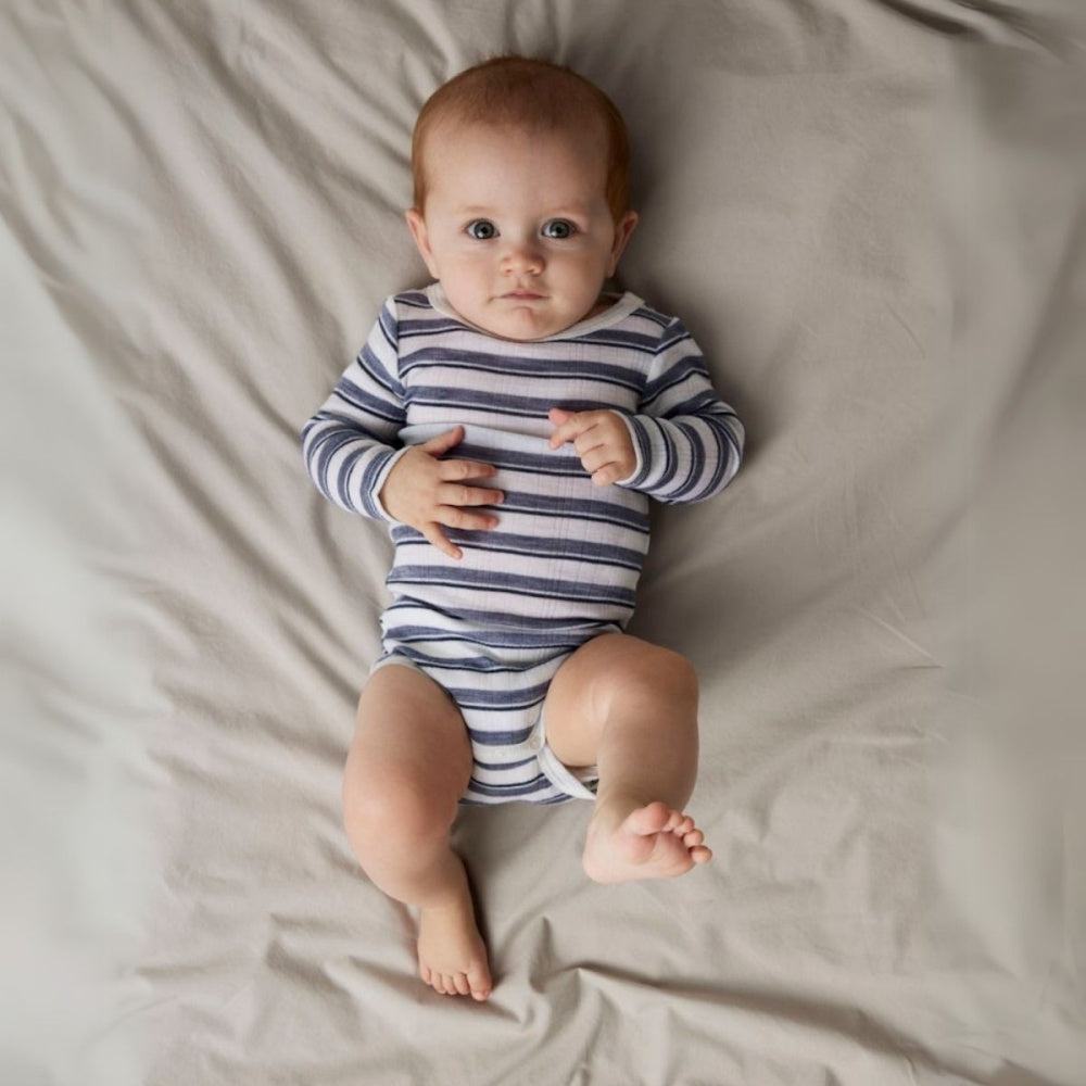 Name It - Body Ull Baby Wang Stripe Folkstone Gray/ Snow White