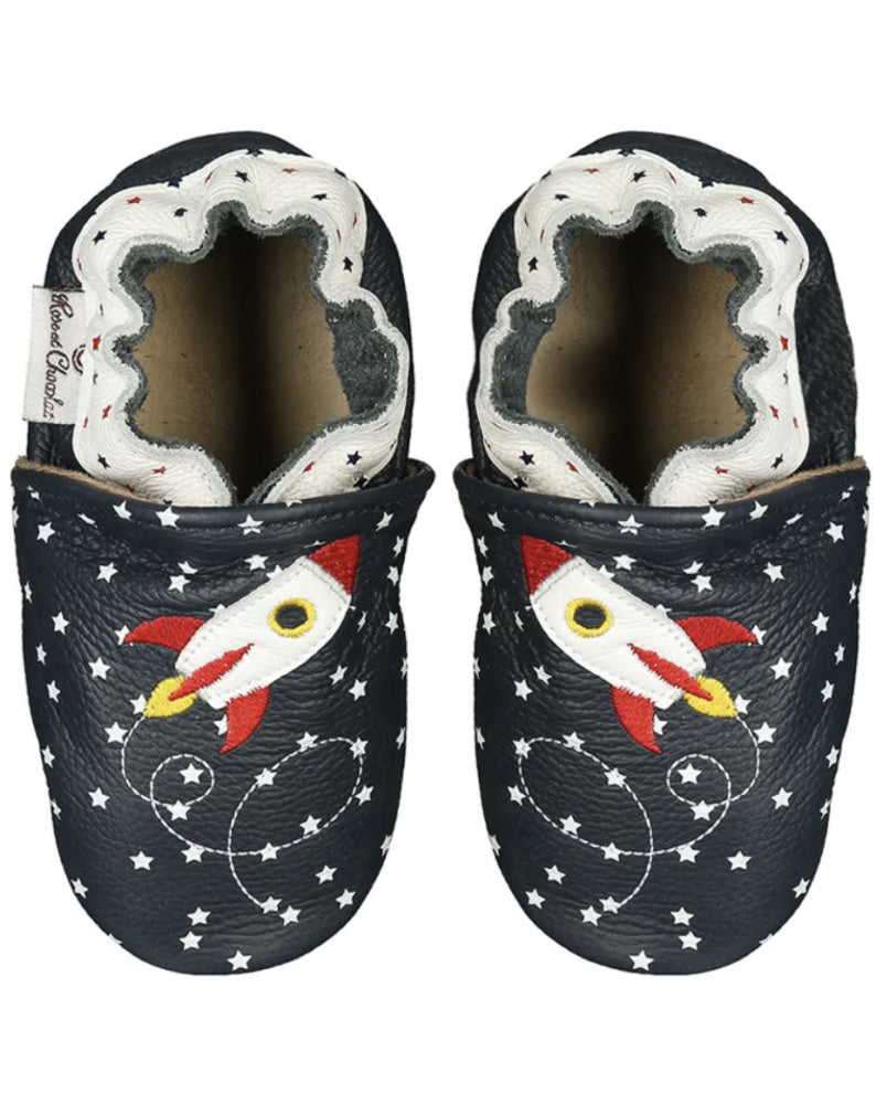 Rose et Chocolat - Tøfler i Skinn Rocket Star Navy