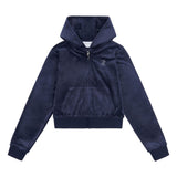 Juicy Couture - Velourjakke Tonal Zip Thru Hoodie Night Sky