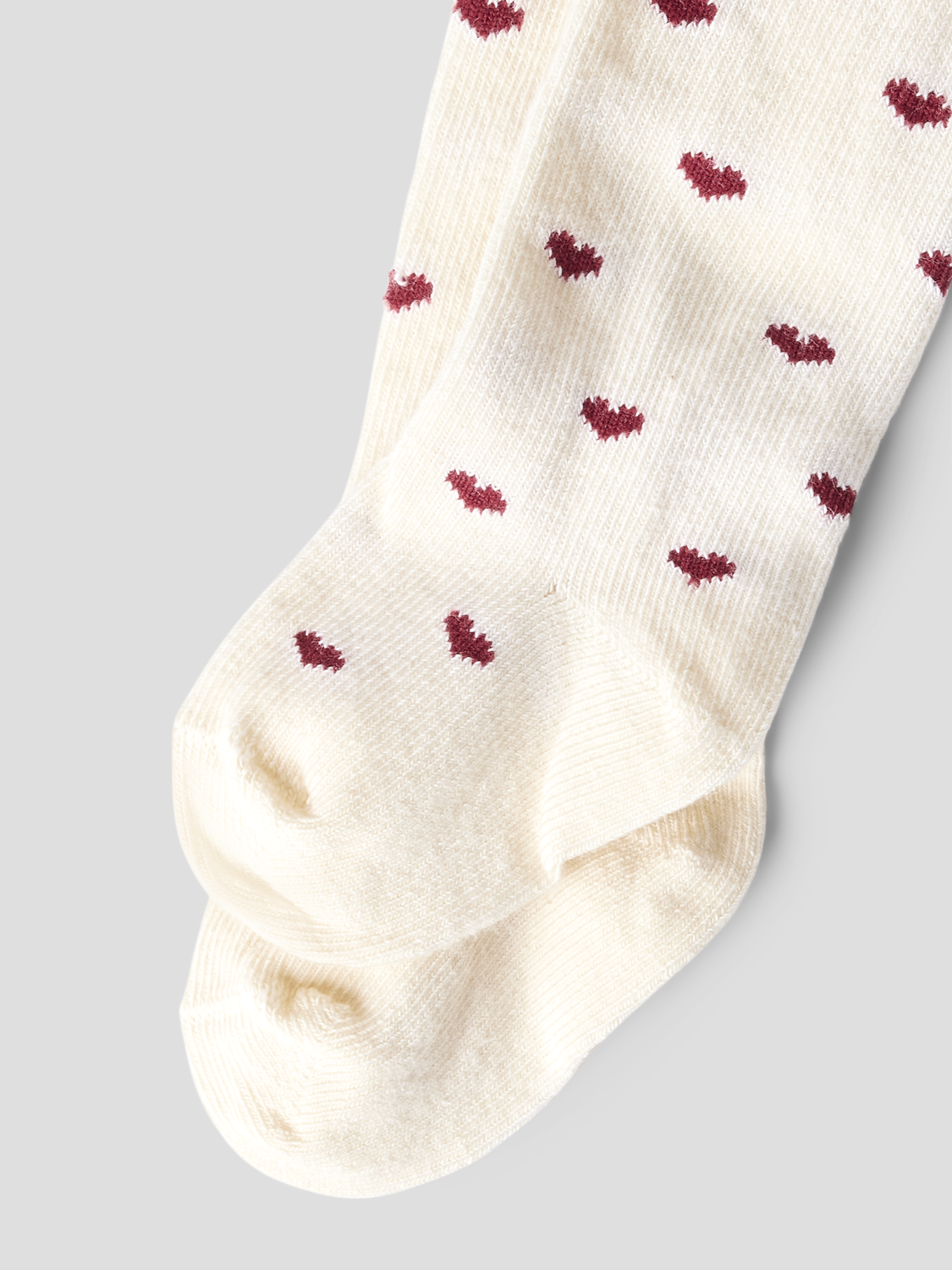 Lil' Atelier - Strømpebukse Baby Reba Turtledove + Biking Red Hearts
