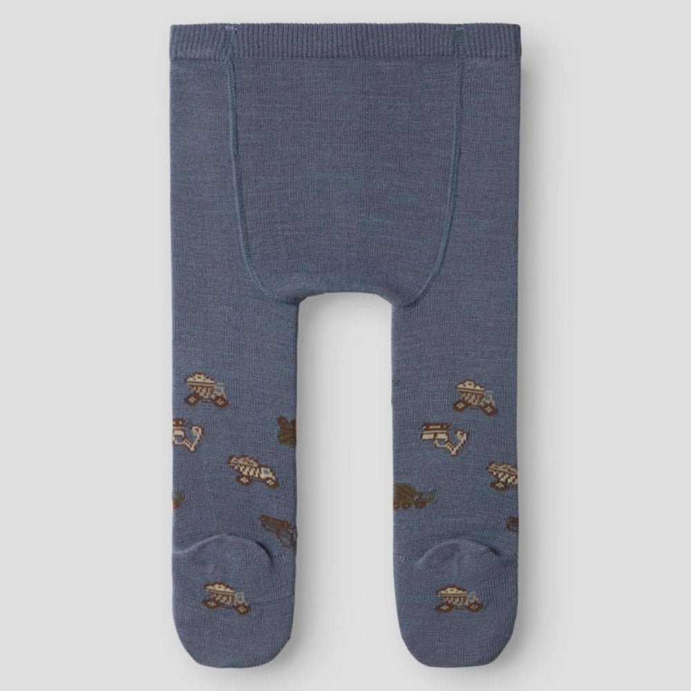 Name It - Strømpebukse Baby Ull/ Bomull Wak Folkstone Gray Working Machines
