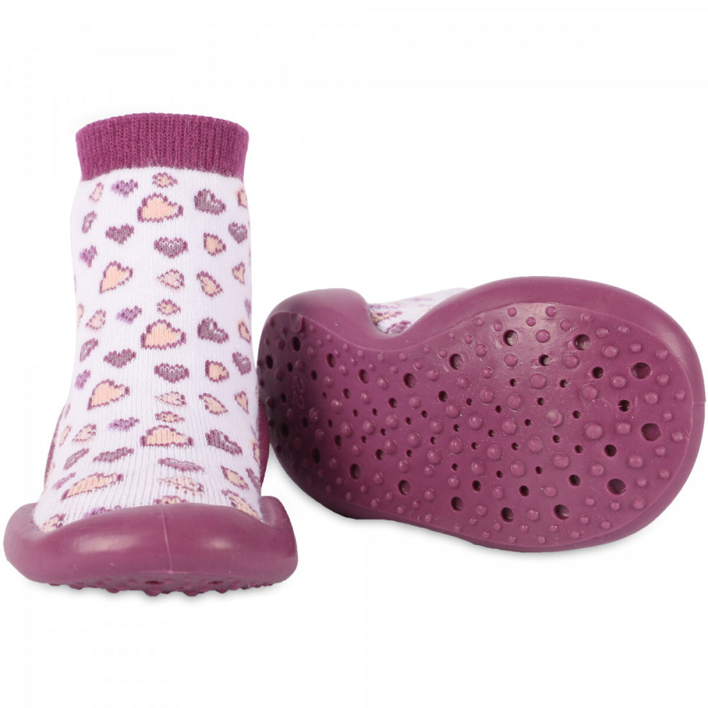 Rose et Chocolat - Sokketøfler Heart Purple