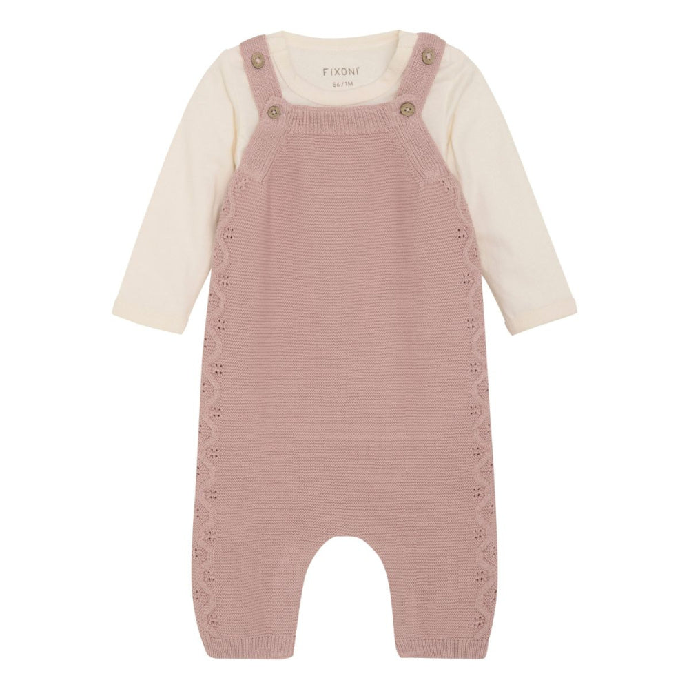 Fixoni - Babysett Body og Strikket Sparkebukse Pale Mauve