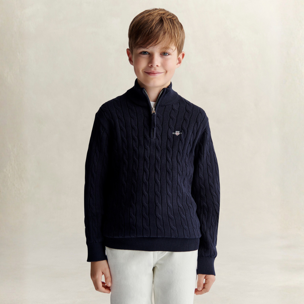 Gant - Genser Cable Half Zip Shield Evening Blue