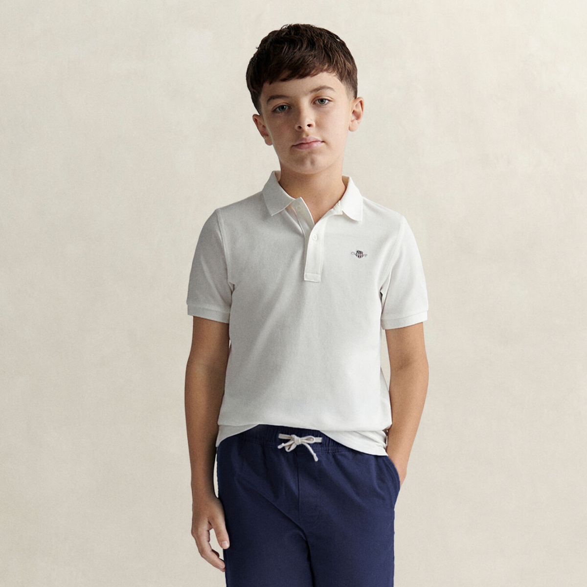 Gant - Pique Shield Jr SS Polo White