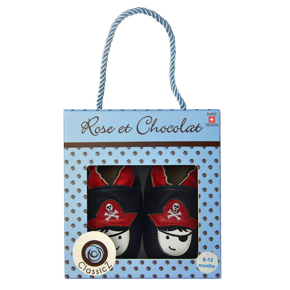 Rose et Chocolat - Tøfler i Skinn Capt Hook Navy