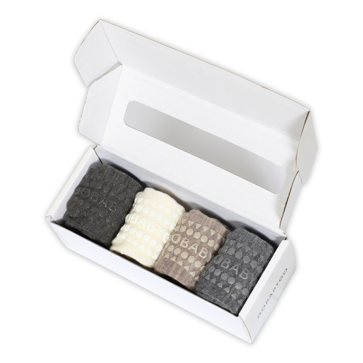 GoBabyGo - Sokker Ull Combo-box 4 pk Brown/ Snow/ Sand/ Grey