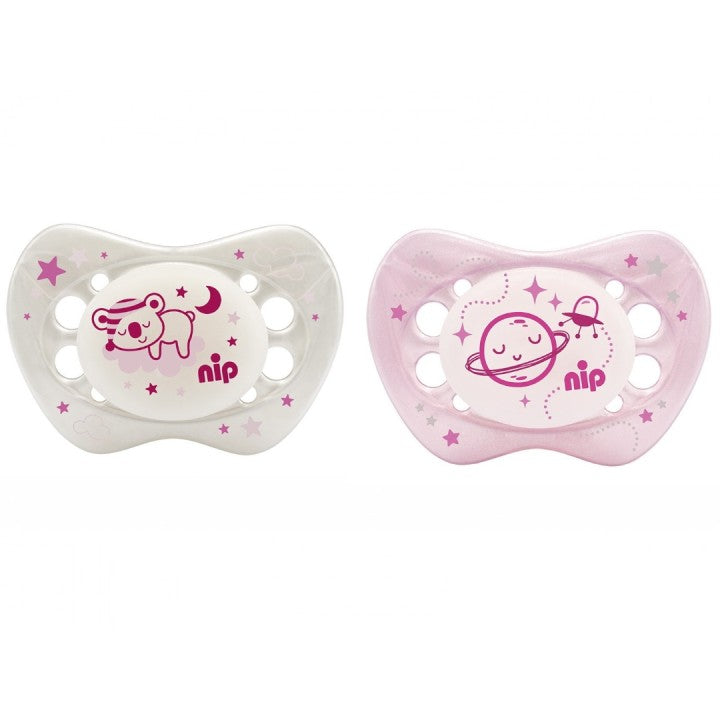 Nip- Smokker Selvlysende Night 2pk 5-18 mnd Rosa