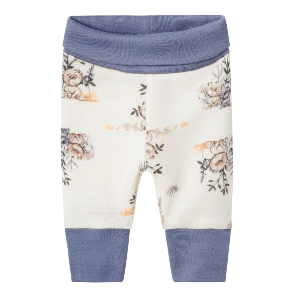 Name It - Bukse i Ull Prematur Snow White/ Blue