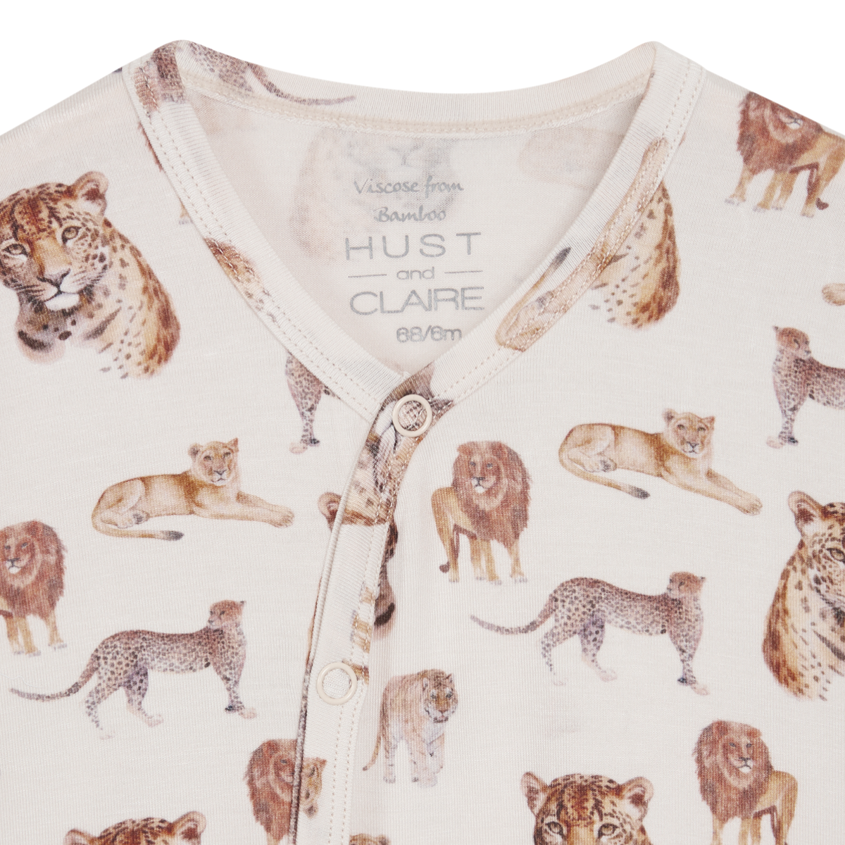 Hust and Claire - Heldress Bambus Mulle Wild Cats Ivory