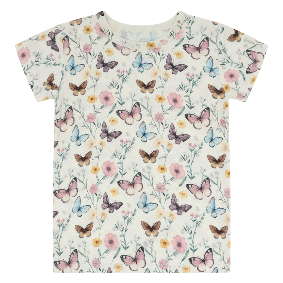 Hust And Claire - T-skjorte i Bambus Austin Butterfly Ivory