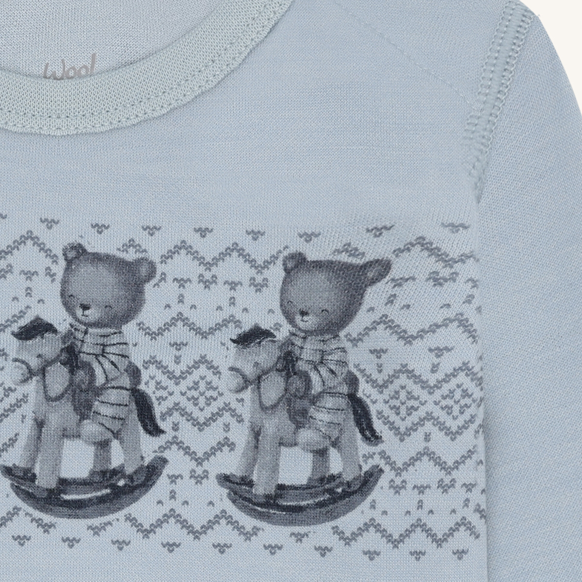 Hust & Claire - Body i Ull/Bambus Teddy Baby Blue