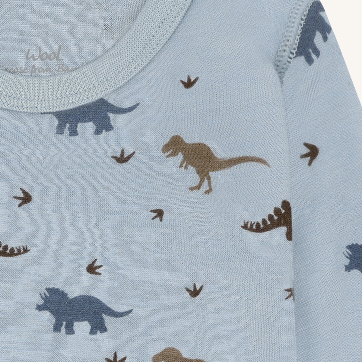 Hust & Claire - Body i Ull/Bambus Dino Baby Blue