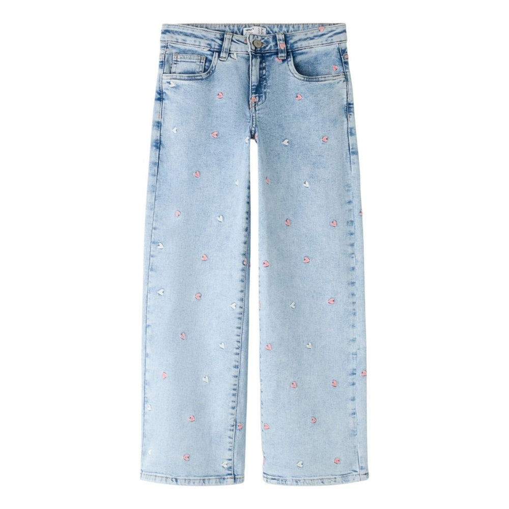 Name It - Jeans Rose Jr Light Blue Bleached Denim Heart Embroidery