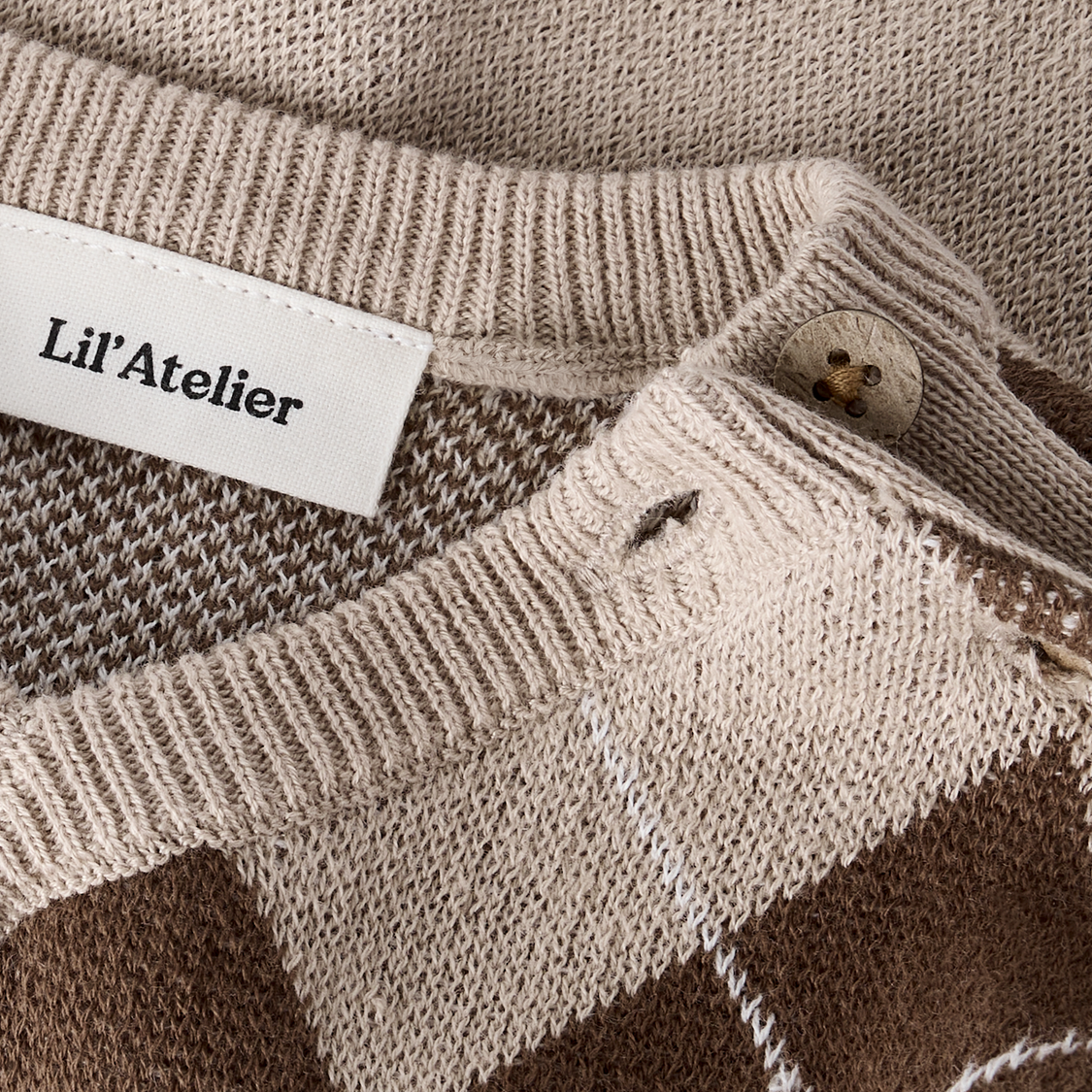 Lil' Atelier - Vest Baby Ronan White Pepper/ Brown