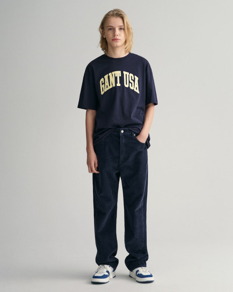 Gant - Bukse Cord Loos Fit Evening Blue Jr