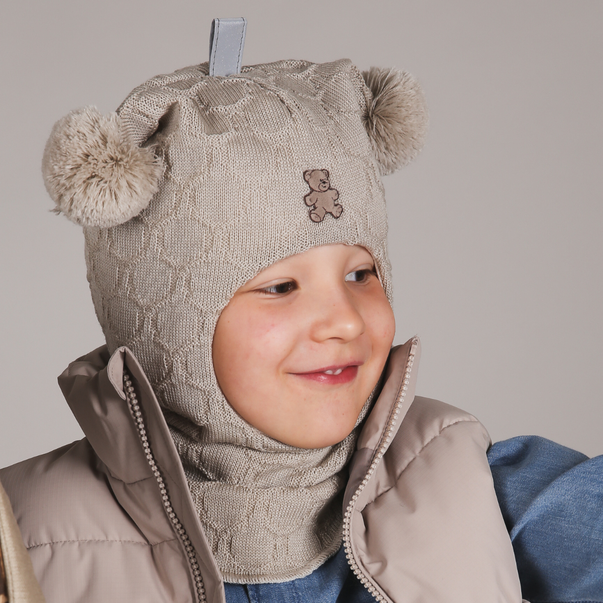 Kivat - Balaclava i Ull Struktur Dusker Bamse Latte