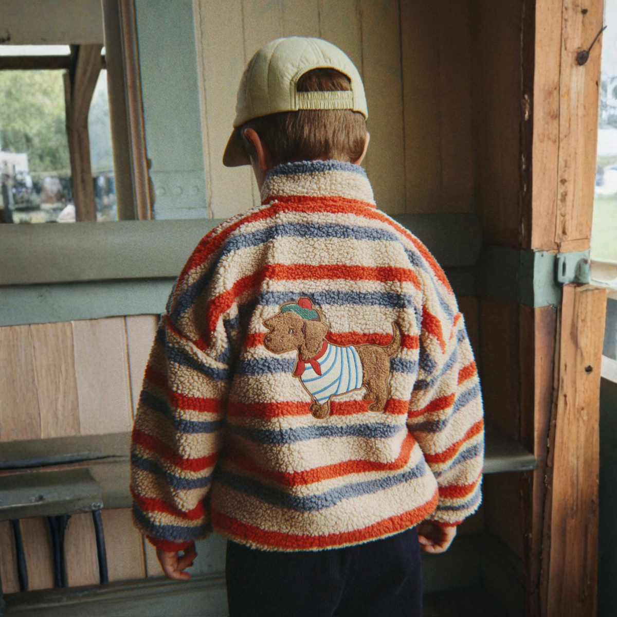 Konges Sløjd - Fleecejakke Teddy Jody Tangerine Stripe