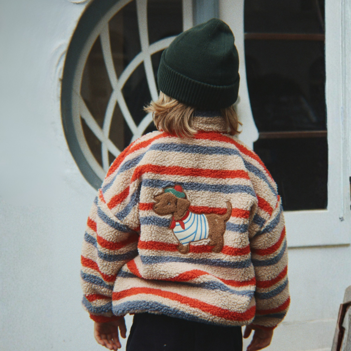 Konges Sløjd - Fleecejakke Teddy Jody Tangerine Stripe